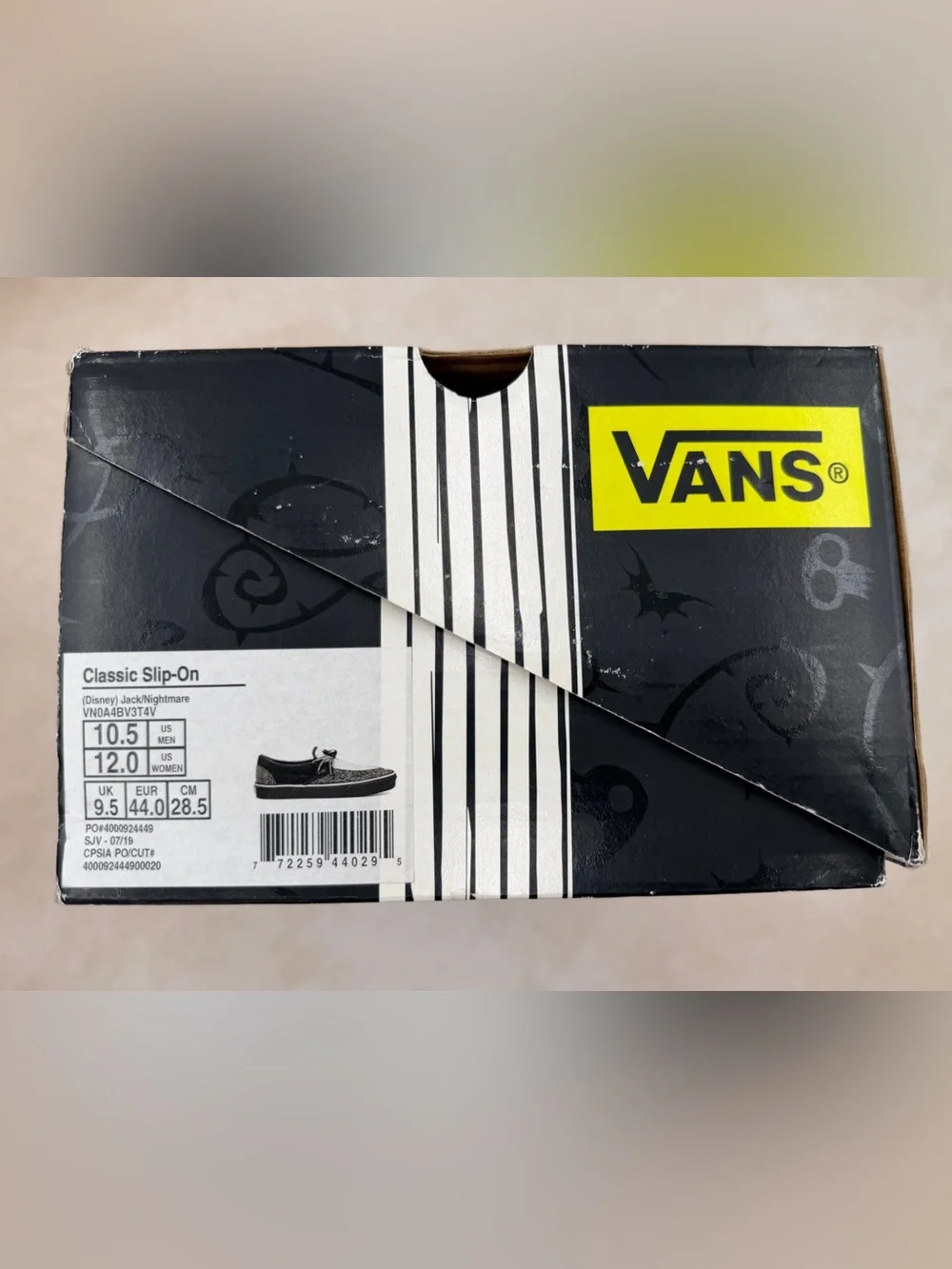 New Vans Black & White Nightmare Before Christmas Jack Skellington Slip-Ons